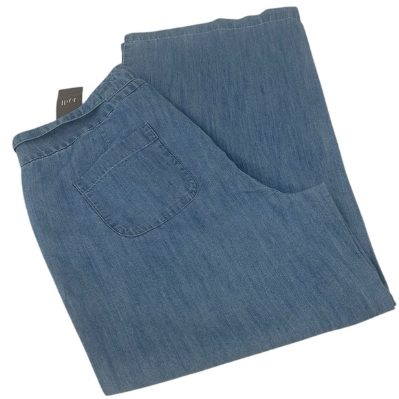 J. Jill Denim Women 12P Blue Summer Breeze Chambray Wide Leg Crop Belt Pants NWT - Picture 3 of 15